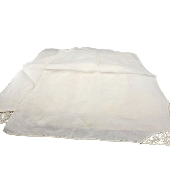 Vintage Cream Linen Napkins With Intricate Lace Floral Corners Set Of 4 JJ3964 - Picture 7 of 9